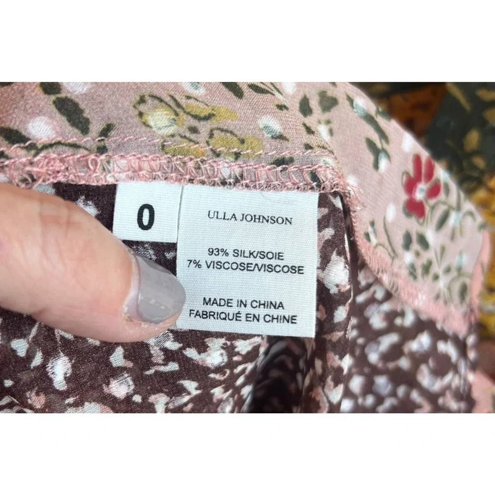 Ulla Johnson Norma Blouse Tropical Silk Blend Top Women Sz 0 Mixed Print Boho